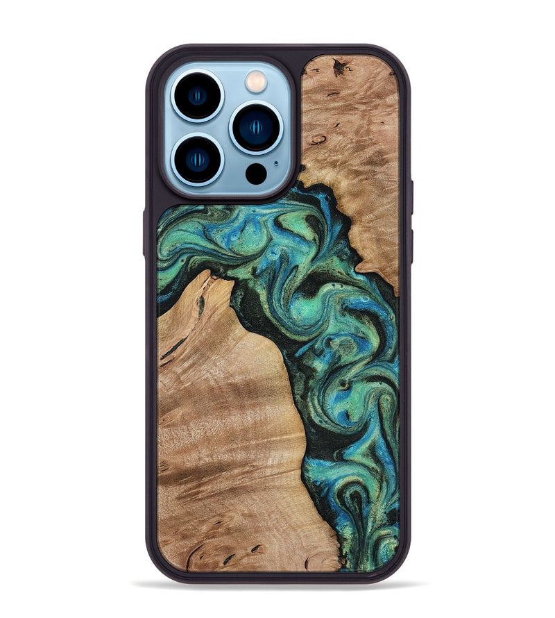 iPhone 14 Pro Max Wood Phone Case - Evander (Green, 818382)