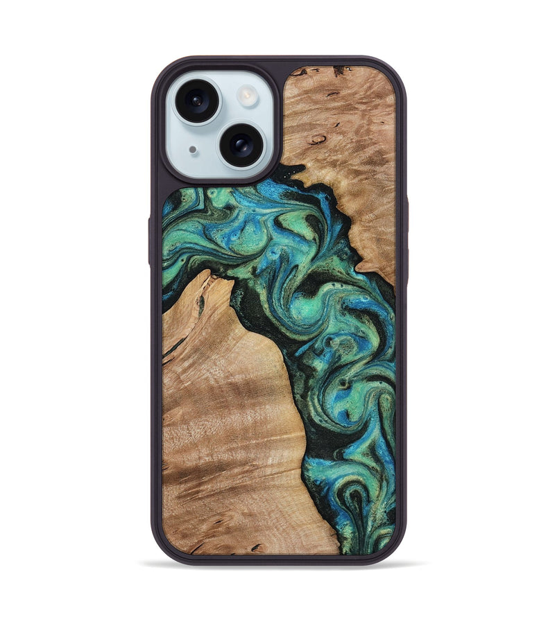 iPhone 15 Wood Phone Case - Evander (Green, 818382)