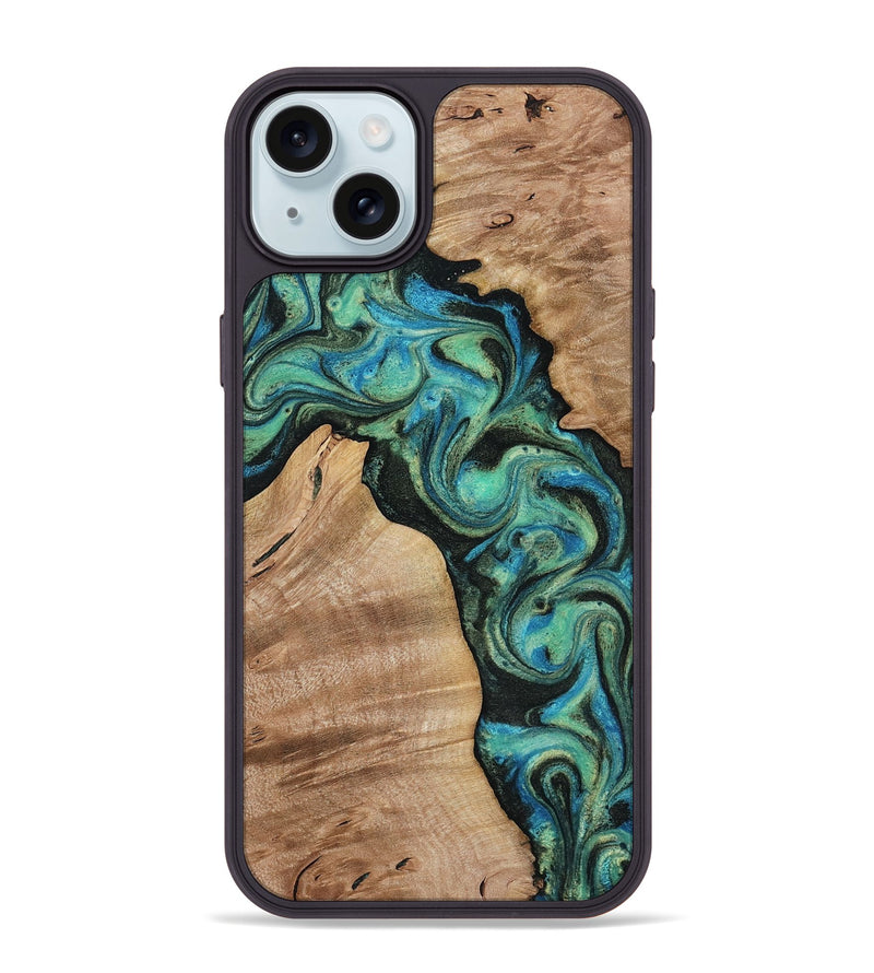 iPhone 15 Plus Wood Phone Case - Evander (Green, 818382)
