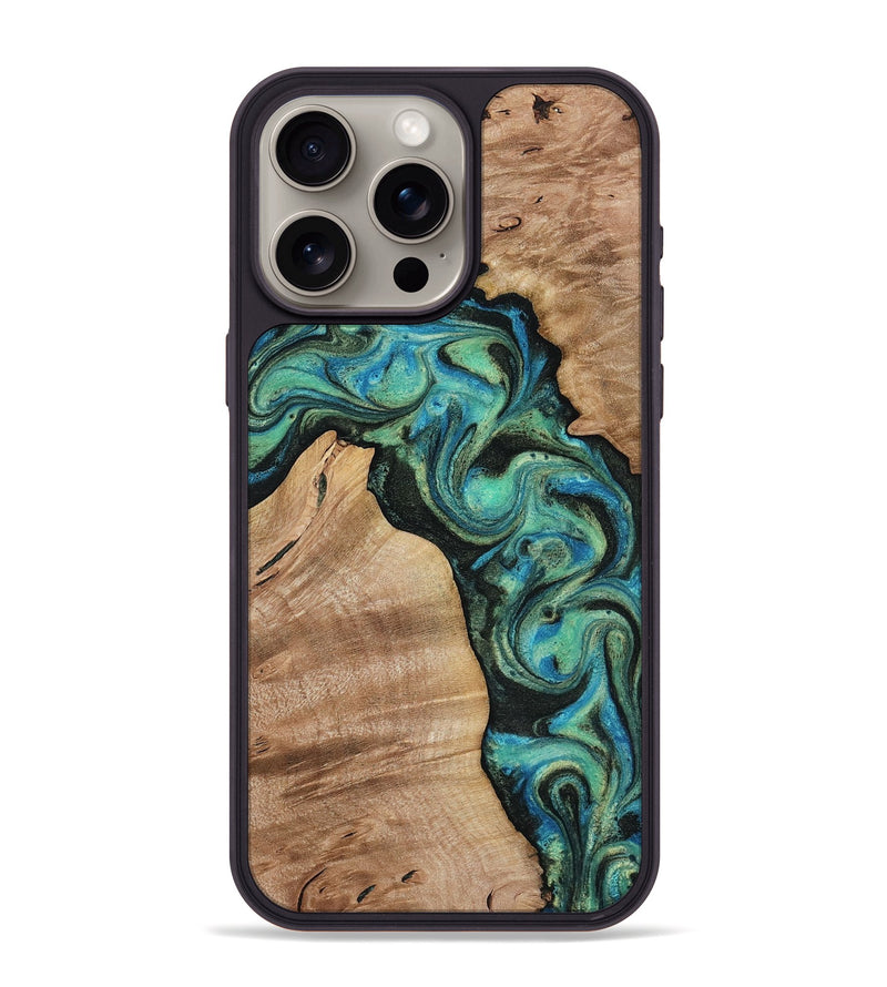 iPhone 15 Pro Max Wood Phone Case - Evander (Green, 818382)
