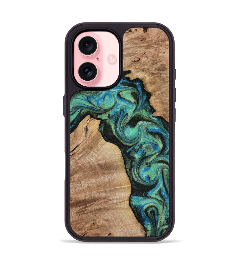 iPhone 16 Wood Phone Case - Evander (Green, 818382)