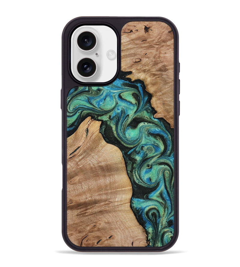 iPhone 16 Plus Wood Phone Case - Evander (Green, 818382)