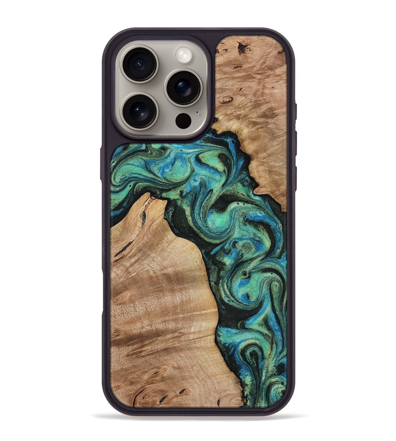iPhone 16 Pro Max Wood Phone Case - Evander (Green, 818382)