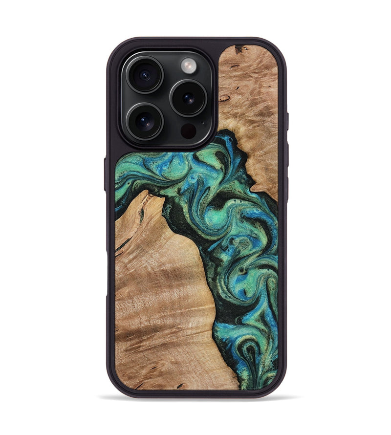 iPhone 16 Pro Wood Phone Case - Evander (Green, 818382)
