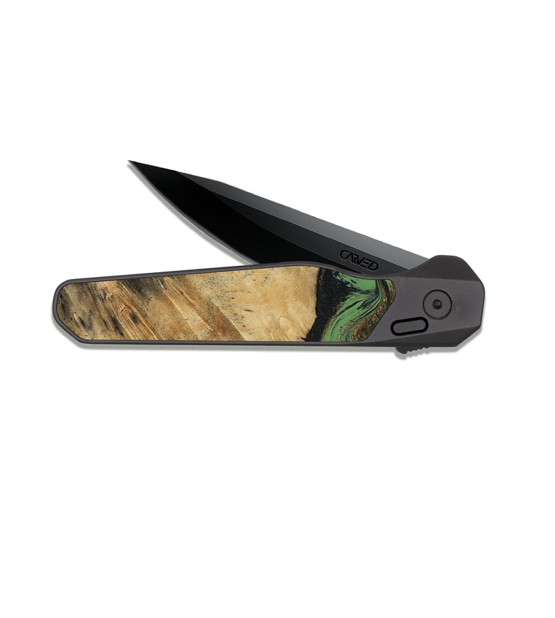 EDC Dark Slate Wood Pocket Knife - Tobias (Green, 818383)