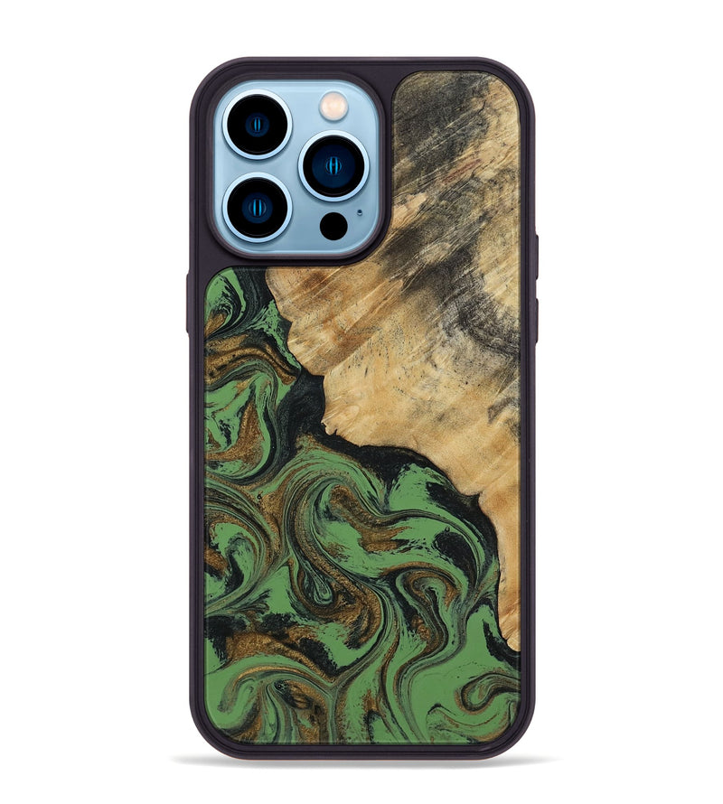 iPhone 14 Pro Max Wood Phone Case - Tobias (Green, 818383)