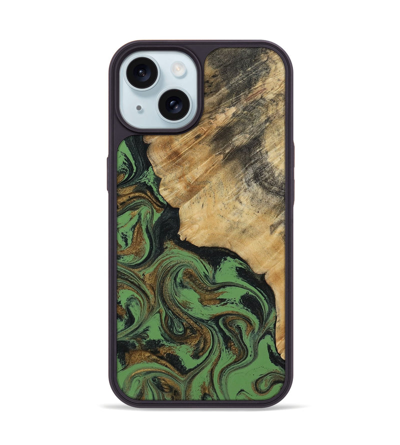 iPhone 15 Wood Phone Case - Tobias (Green, 818383)