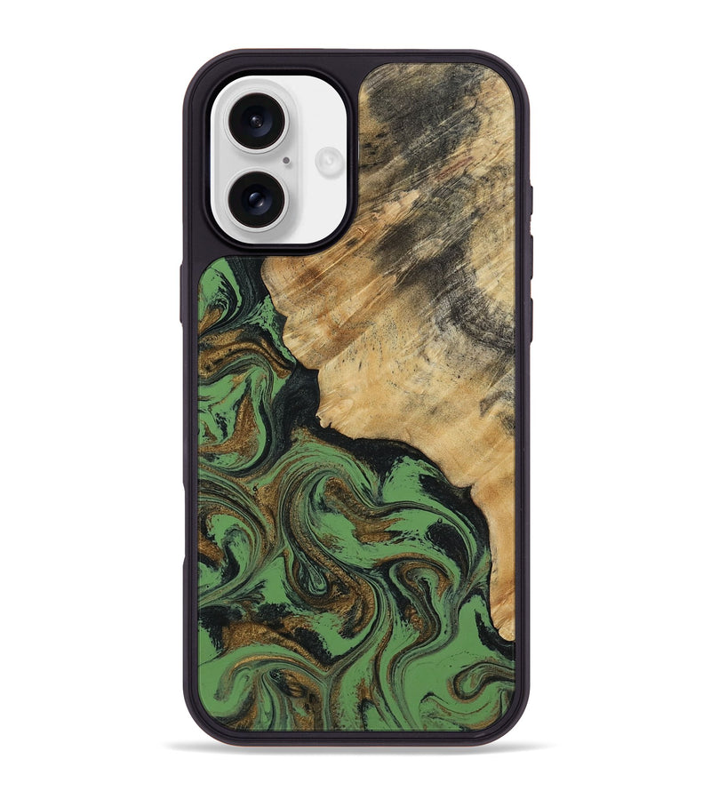 iPhone 16 Plus Wood Phone Case - Tobias (Green, 818383)