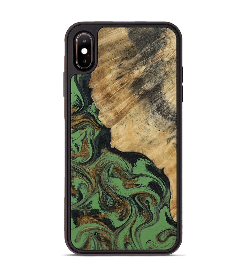 iPhone Xs Max Wood Phone Case - Tobias (Green, 818383)
