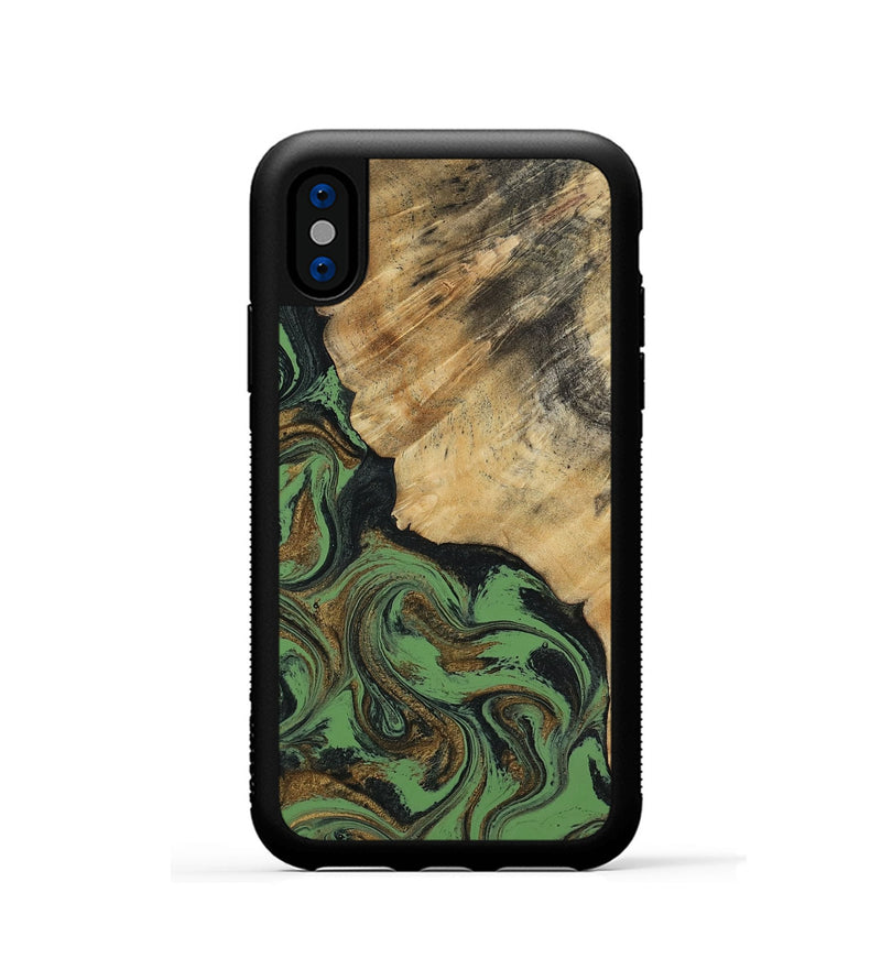 iPhone Xs Wood Phone Case - Tobias (Green, 818383)