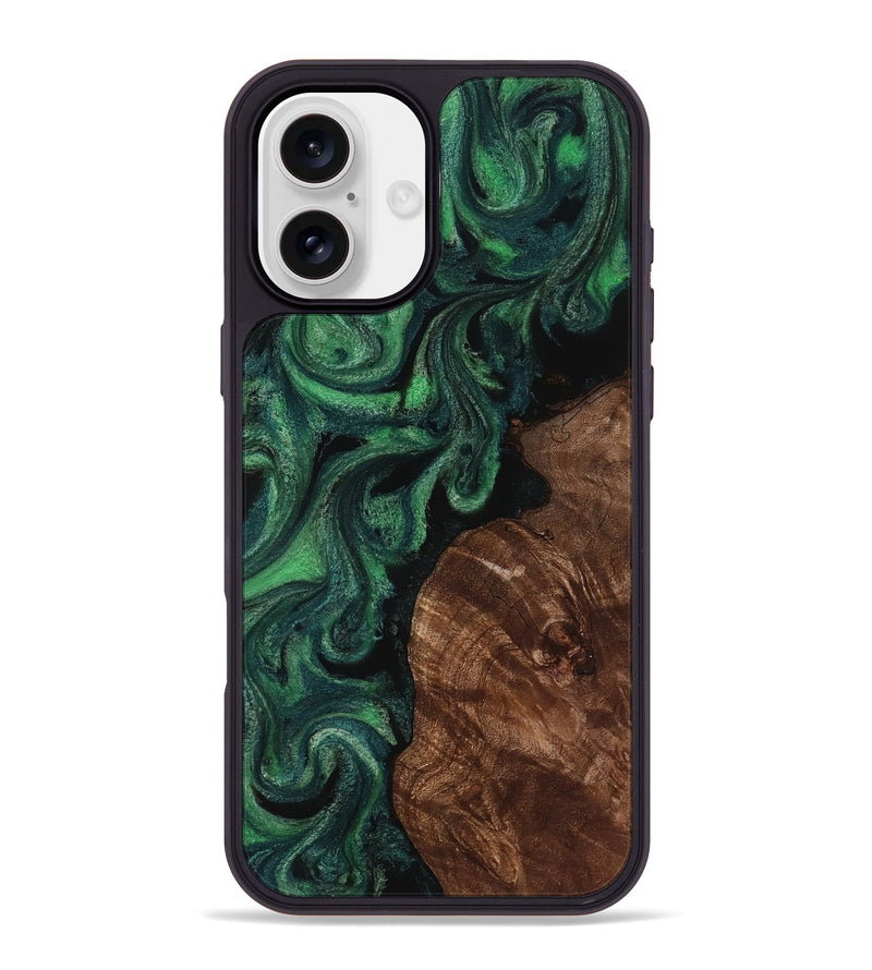 iPhone 16 Plus Wood Phone Case - Teena (Green, 818384)