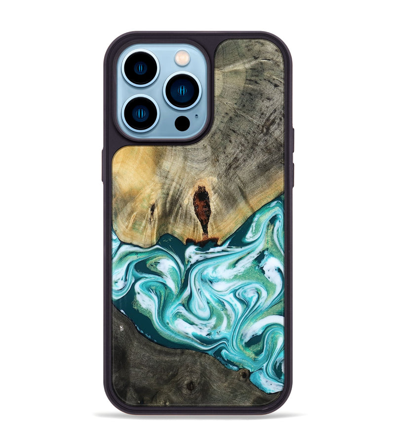 iPhone 14 Pro Max Wood Phone Case - Carlos (Green, 818385)