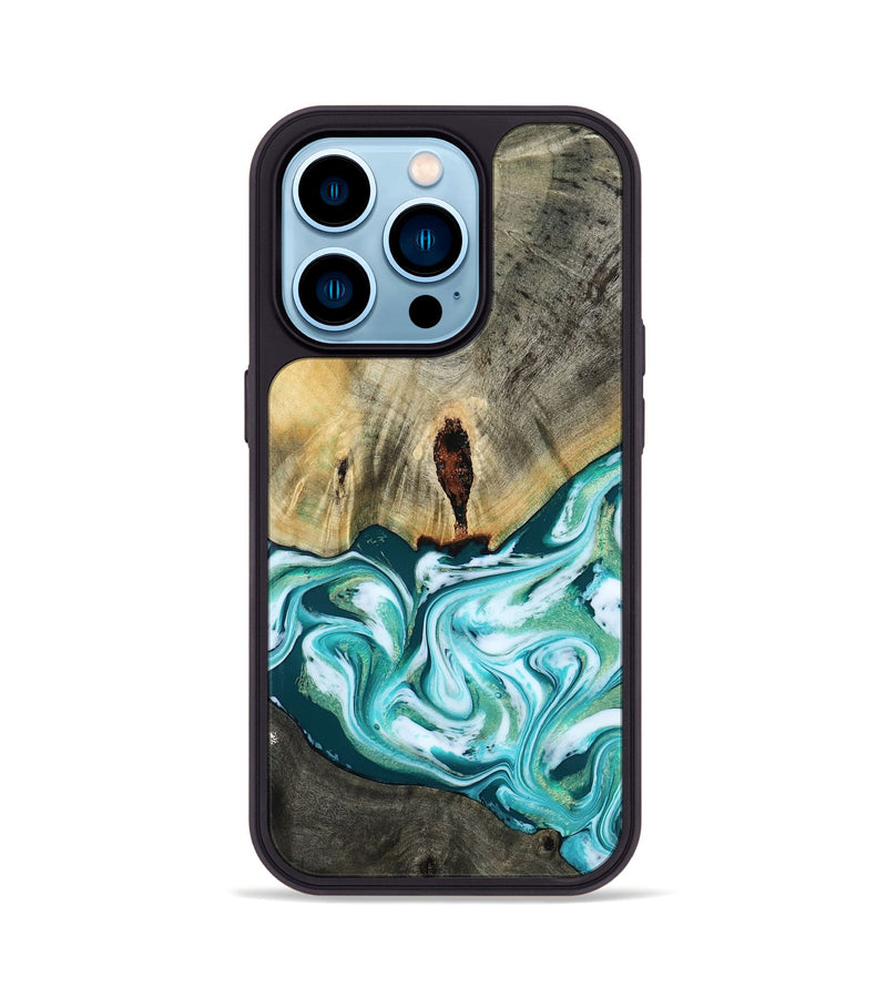 iPhone 14 Pro Wood Phone Case - Carlos (Green, 818385)