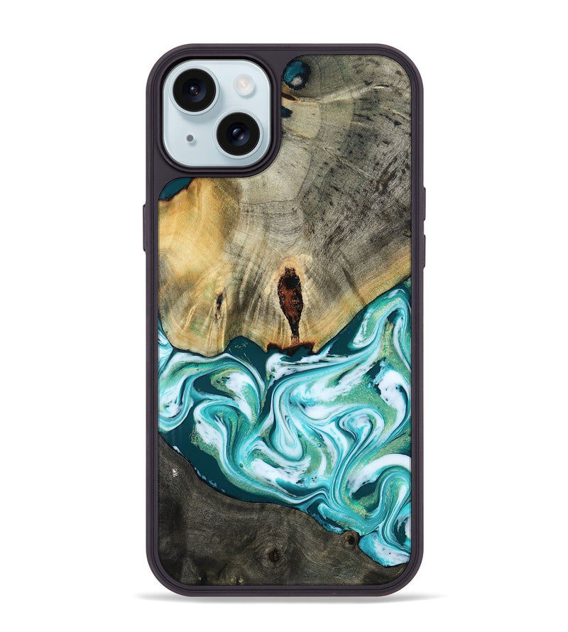 iPhone 15 Plus Wood Phone Case - Carlos (Green, 818385)