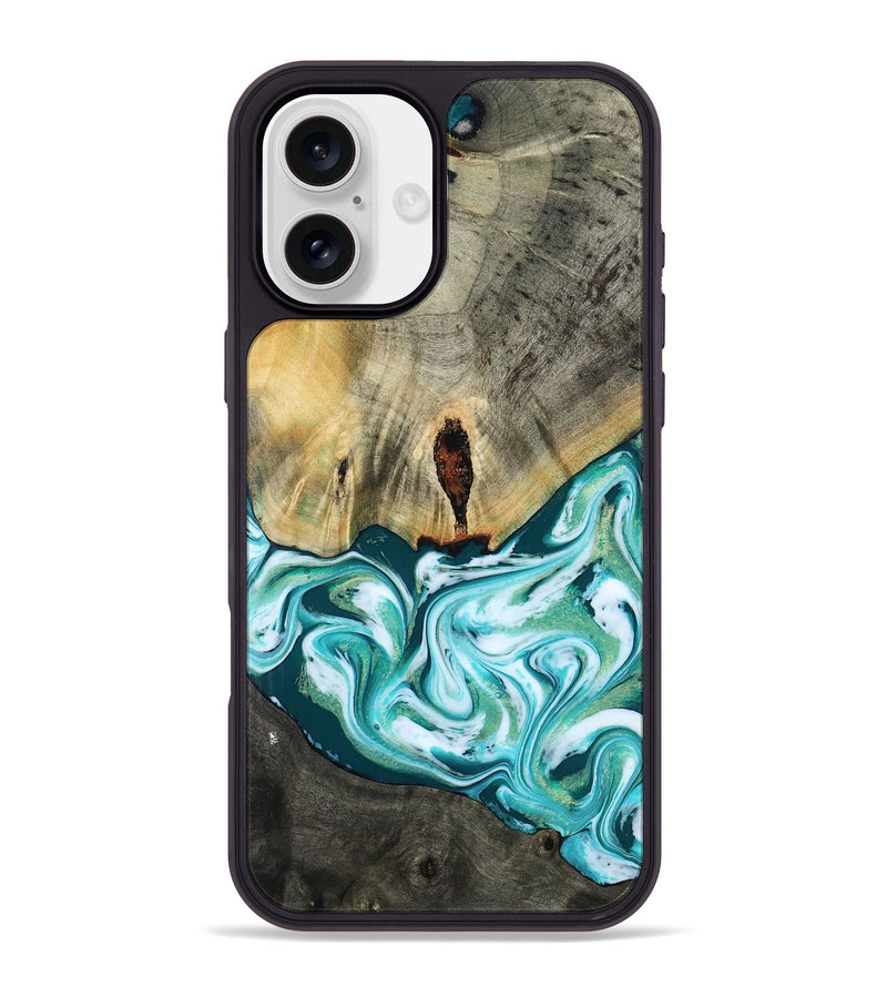 iPhone 16 Plus Wood Phone Case - Carlos (Green, 818385)