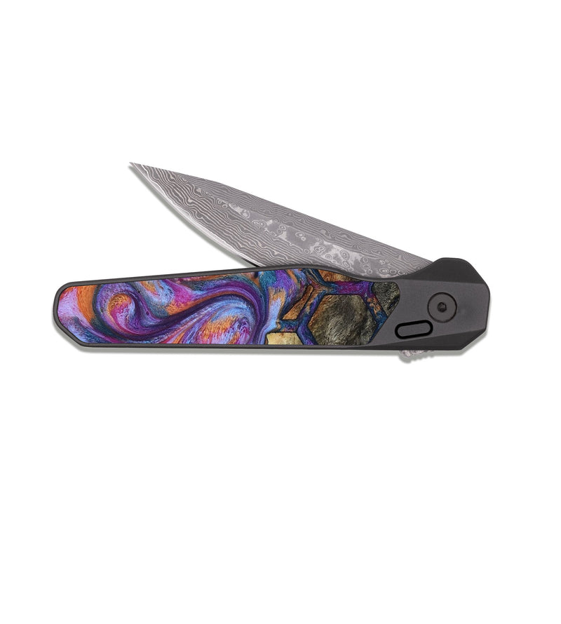 EDC Dark Damascus Wood Pocket Knife - Maya (Pattern, 818390)