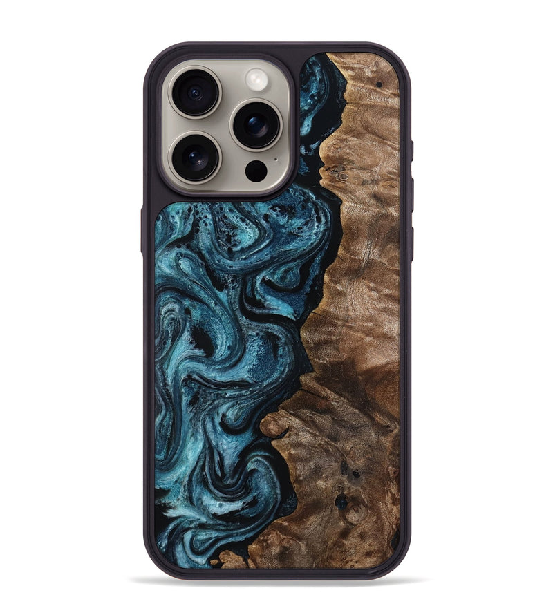 iPhone 15 Pro Max Wood Phone Case - Ami (Blue, 818393)