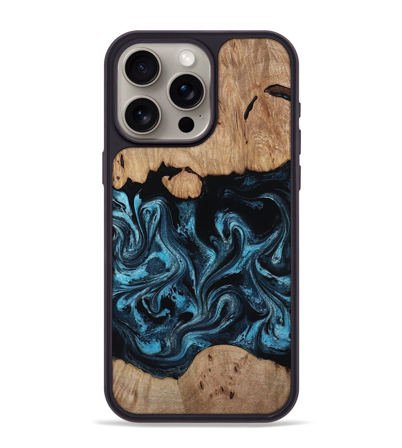 iPhone 15 Pro Max Wood Phone Case - Ronny (Blue, 818394)