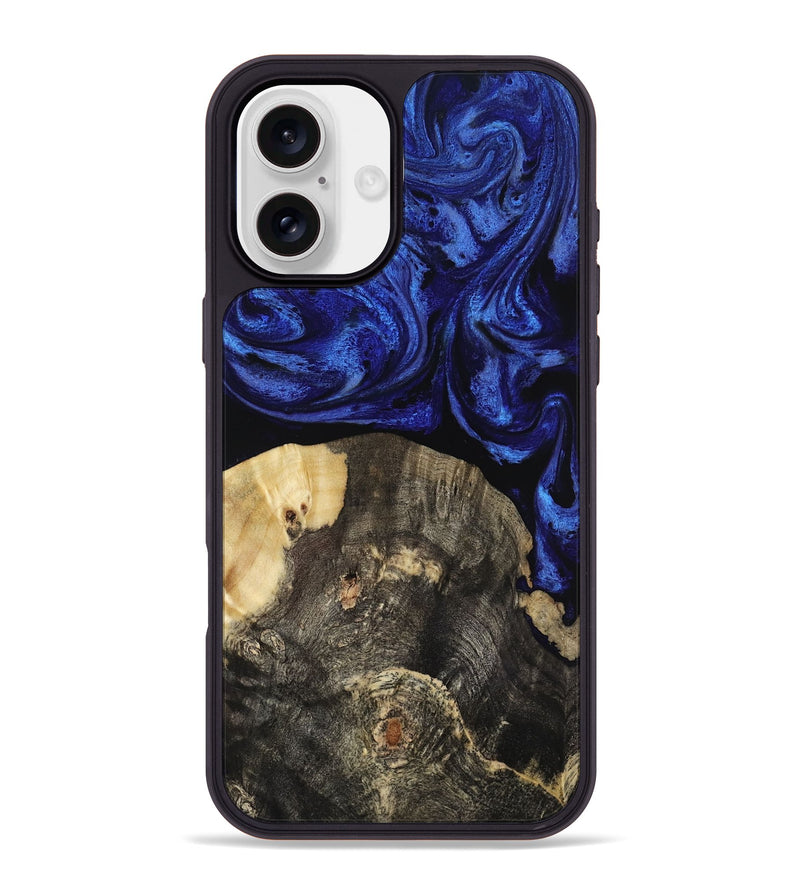 iPhone 16 Plus Wood Phone Case - Leeann (Blue, 818396)