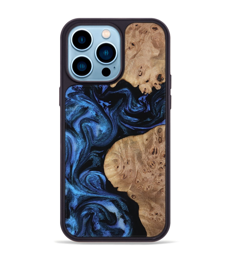 iPhone 14 Pro Max Wood Phone Case - Mckenna (Blue, 818397)