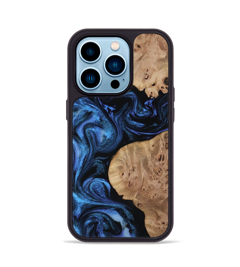 iPhone 14 Pro Wood Phone Case - Mckenna (Blue, 818397)