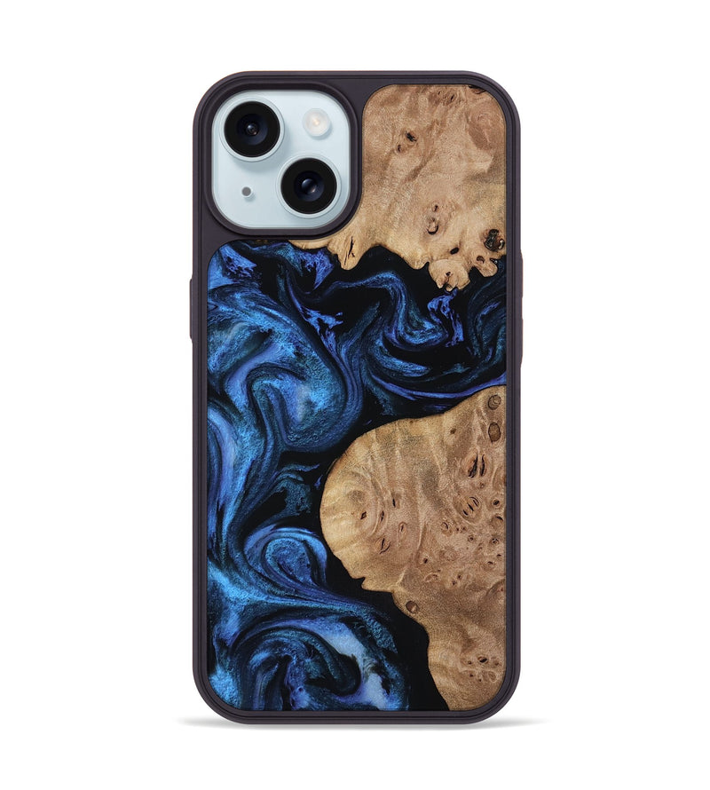iPhone 15 Wood Phone Case - Mckenna (Blue, 818397)