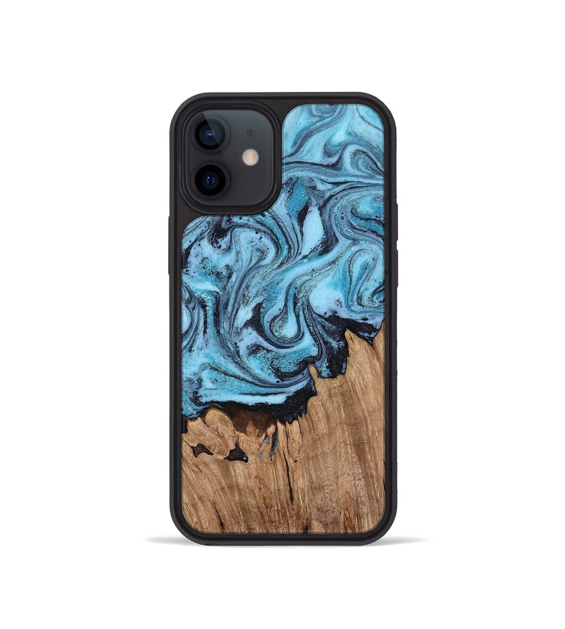 iPhone 12 mini Wood Phone Case - Cyril (Blue, 818399)