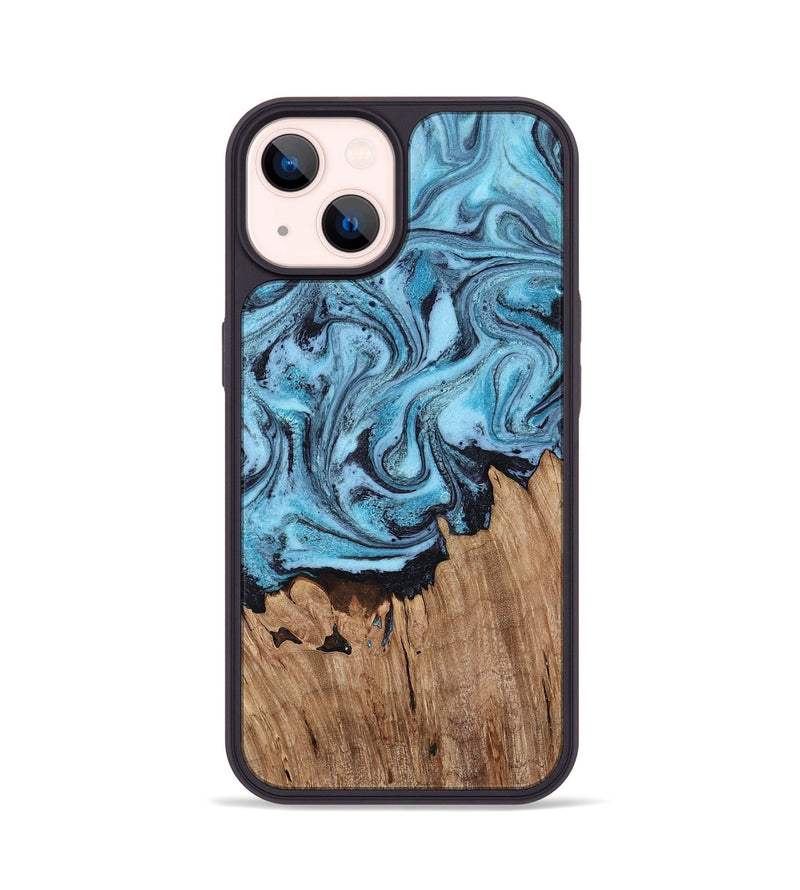 iPhone 14 Wood Phone Case - Cyril (Blue, 818399)