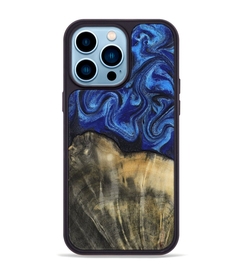 iPhone 14 Pro Max Wood Phone Case - Brenna (Blue, 818402)