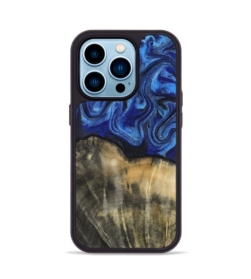 iPhone 14 Pro Wood Phone Case - Brenna (Blue, 818402)