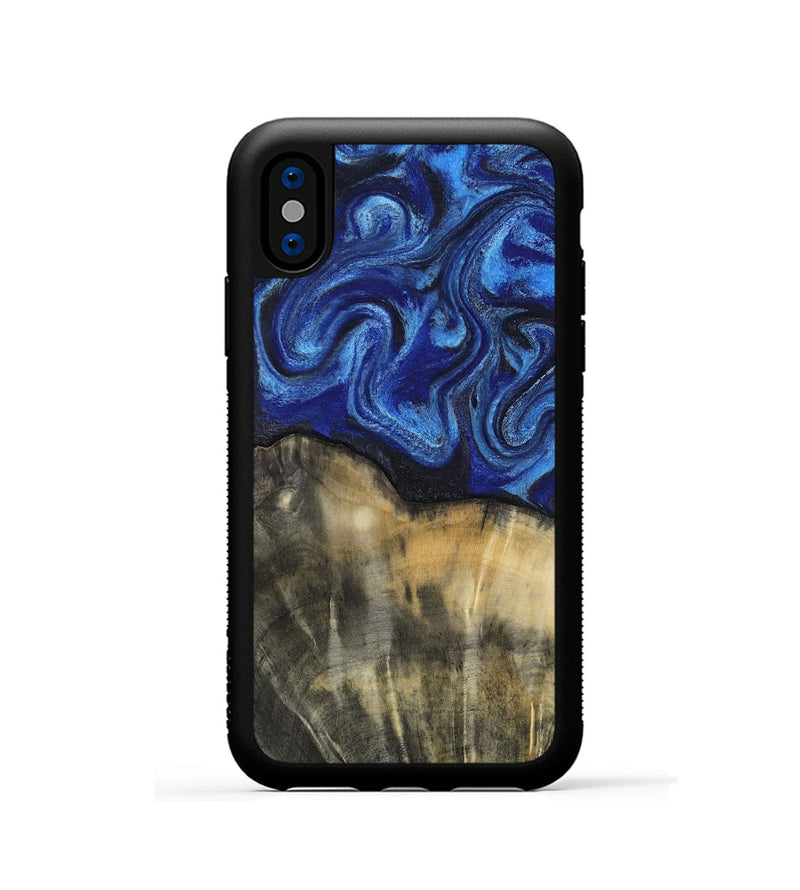 iPhone Xs Wood Phone Case - Brenna (Blue, 818402)