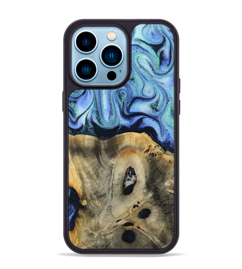 iPhone 14 Pro Max Wood Phone Case - Myrtle (Blue, 818405)