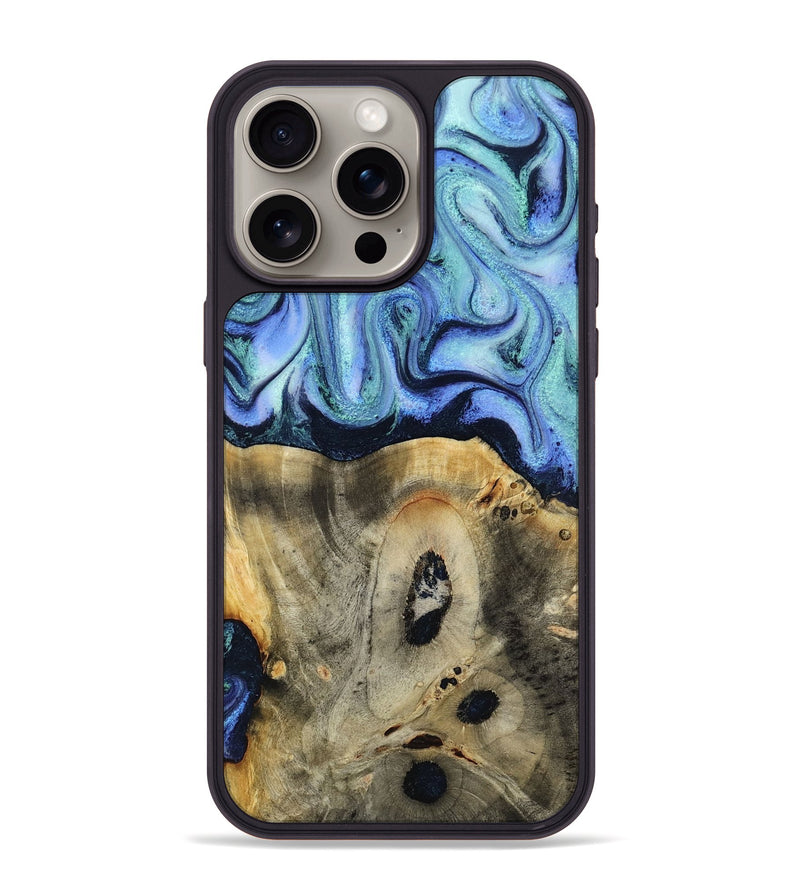 iPhone 15 Pro Max Wood Phone Case - Myrtle (Blue, 818405)