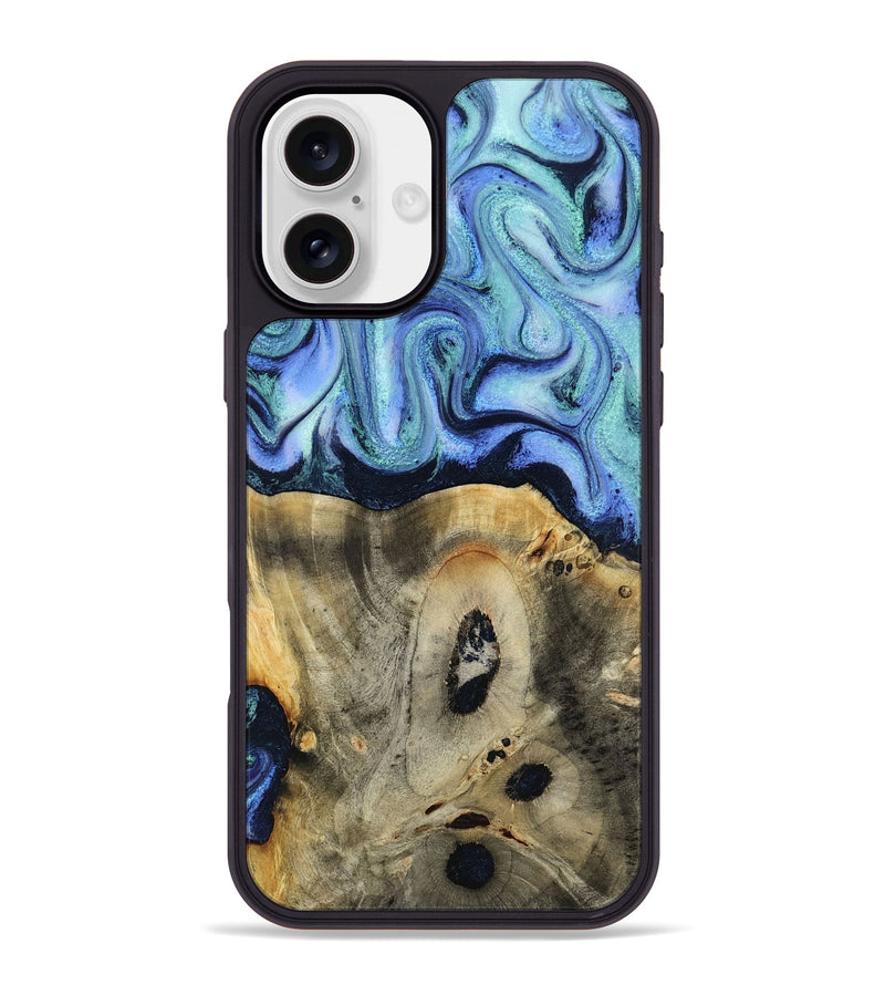 iPhone 16 Plus Wood Phone Case - Myrtle (Blue, 818405)