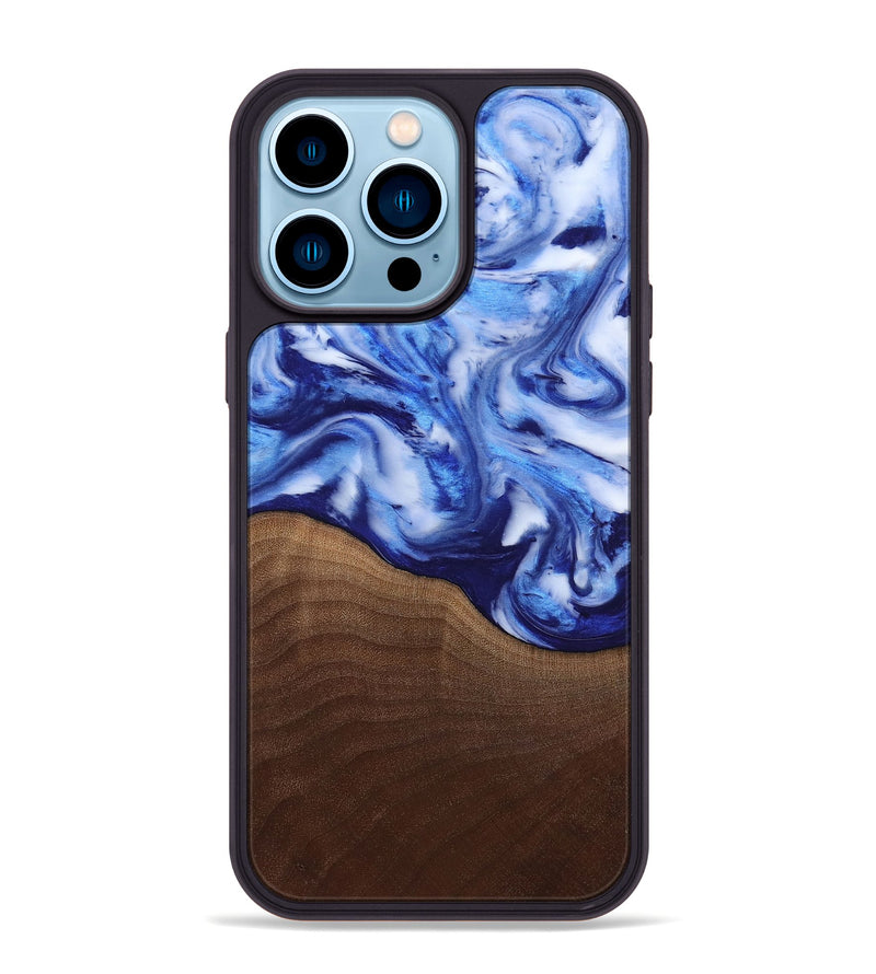 iPhone 14 Pro Max Wood Phone Case - Donna (Blue, 818406)