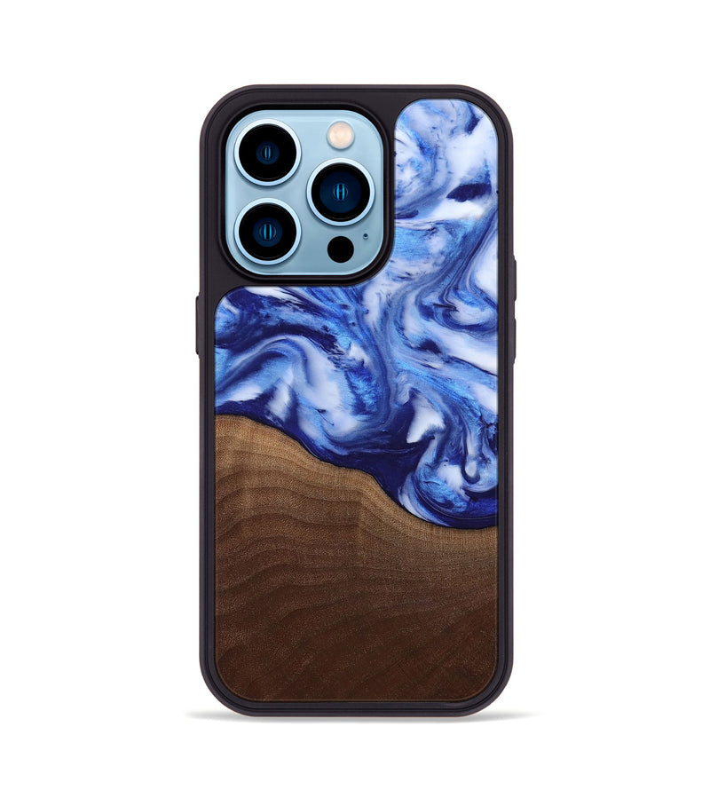 iPhone 14 Pro Wood Phone Case - Donna (Blue, 818406)