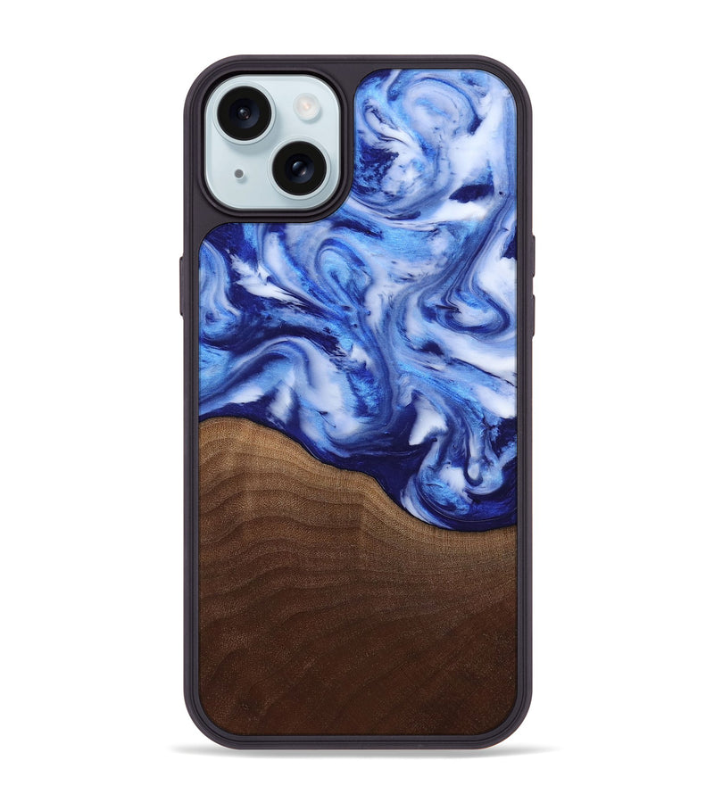 iPhone 15 Plus Wood Phone Case - Donna (Blue, 818406)