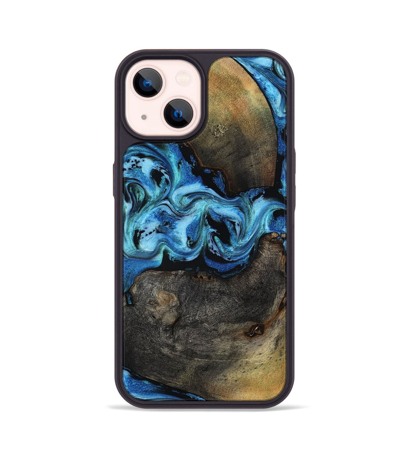 iPhone 14 Wood Phone Case - Zyon (Blue, 818407)