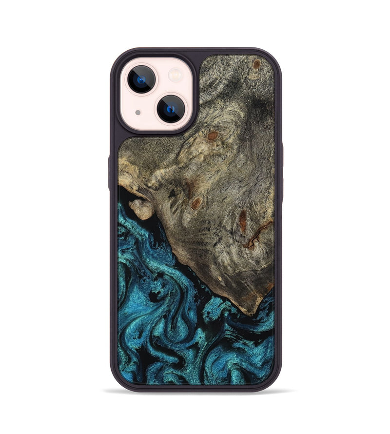 iPhone 14 Wood Phone Case - Tom (Blue, 818409)