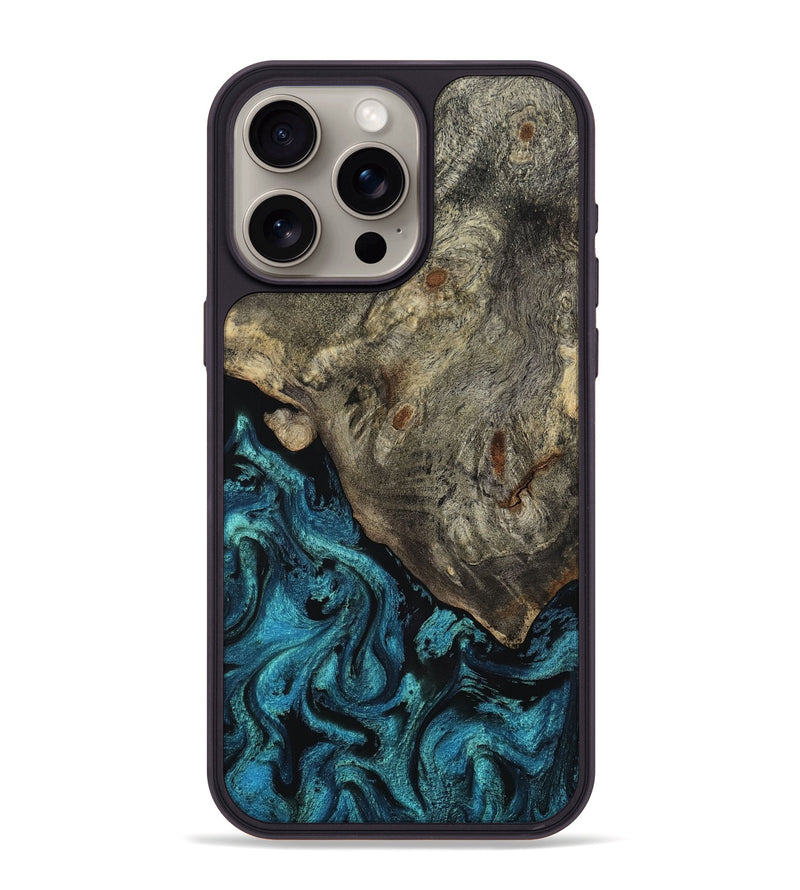 iPhone 15 Pro Max Wood Phone Case - Tom (Blue, 818409)