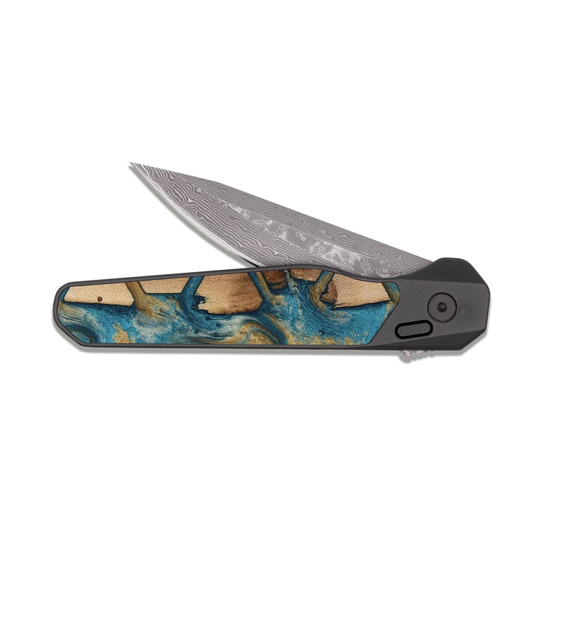 EDC Dark Damascus Wood Pocket Knife - Brionna (Pattern, 818412)
