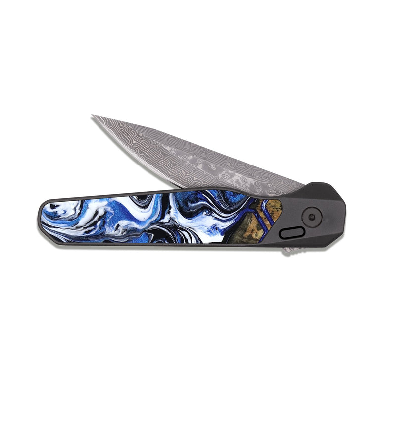 EDC Dark Damascus Wood Pocket Knife - Leisa (Pattern, 818416)