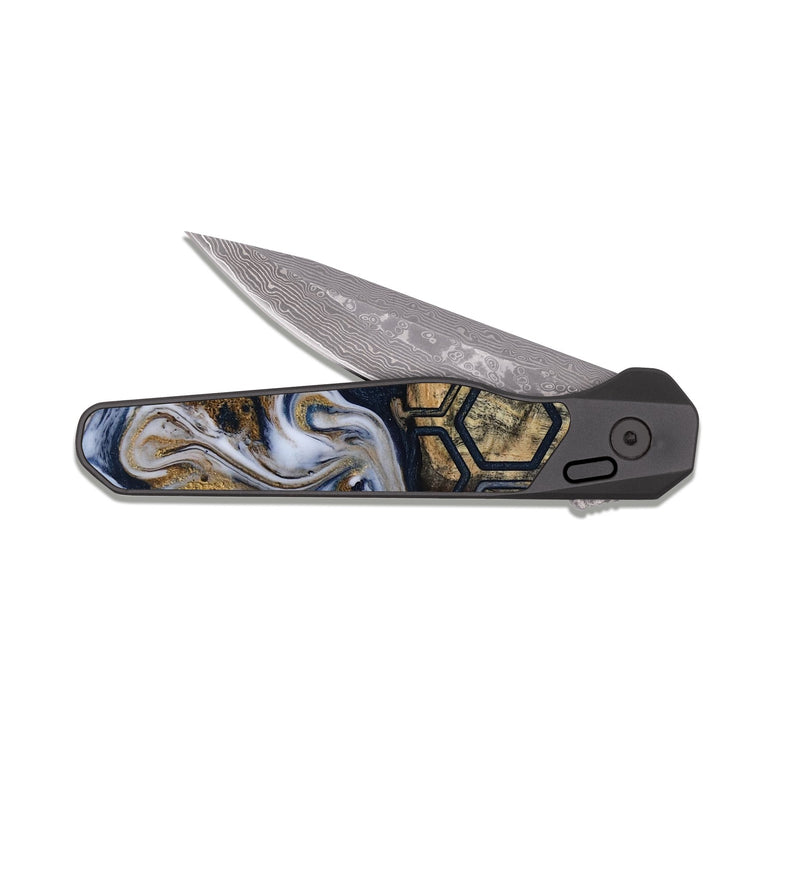 EDC Dark Damascus Wood Pocket Knife - Amelie (Pattern, 818419)