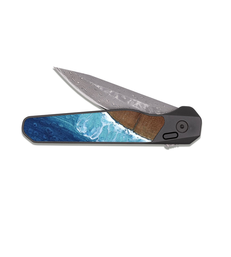EDC Dark Damascus Wood Pocket Knife - Christi (Coastal, 818431)