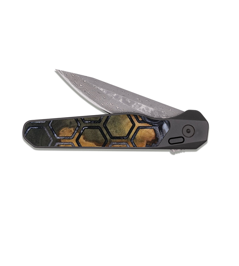 EDC Dark Damascus Wood Pocket Knife - Caylee (Pattern, 818434)