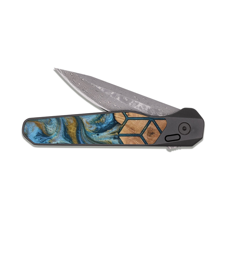 EDC Dark Damascus Wood Pocket Knife - Rubye (Pattern, 818436)