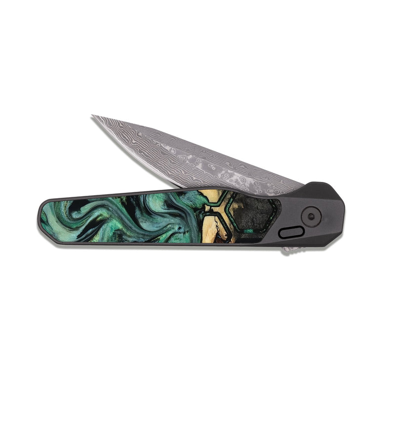 EDC Dark Damascus Wood Pocket Knife - Hillary (Pattern, 818442)