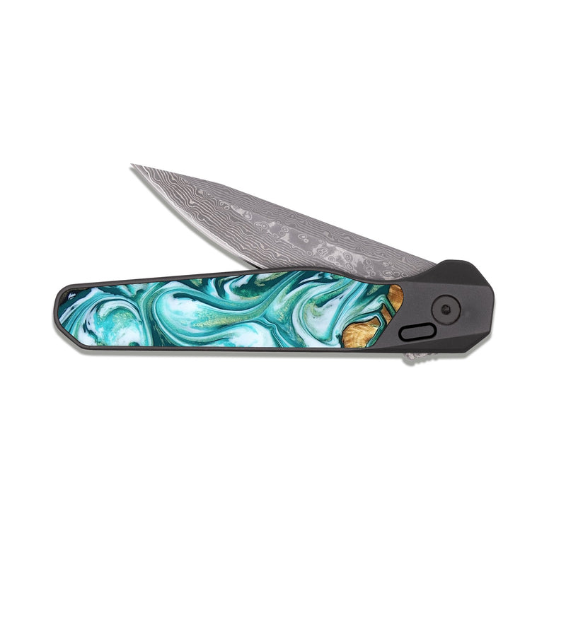 EDC Dark Damascus Wood Pocket Knife - Ophelia (Pattern, 818449)