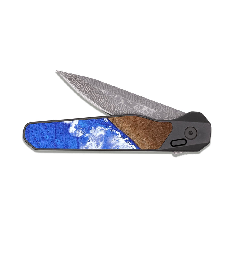 EDC Dark Damascus Wood Pocket Knife - Iyla (Coastal, 818453)