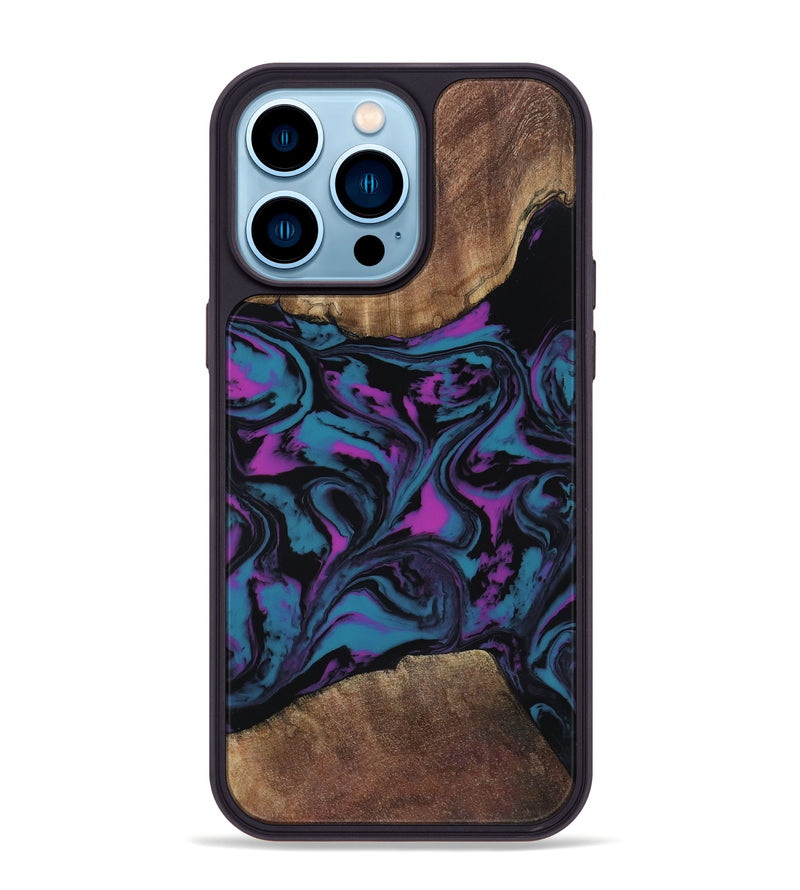iPhone 14 Pro Max Wood Phone Case - Travis (Purple, 818470)